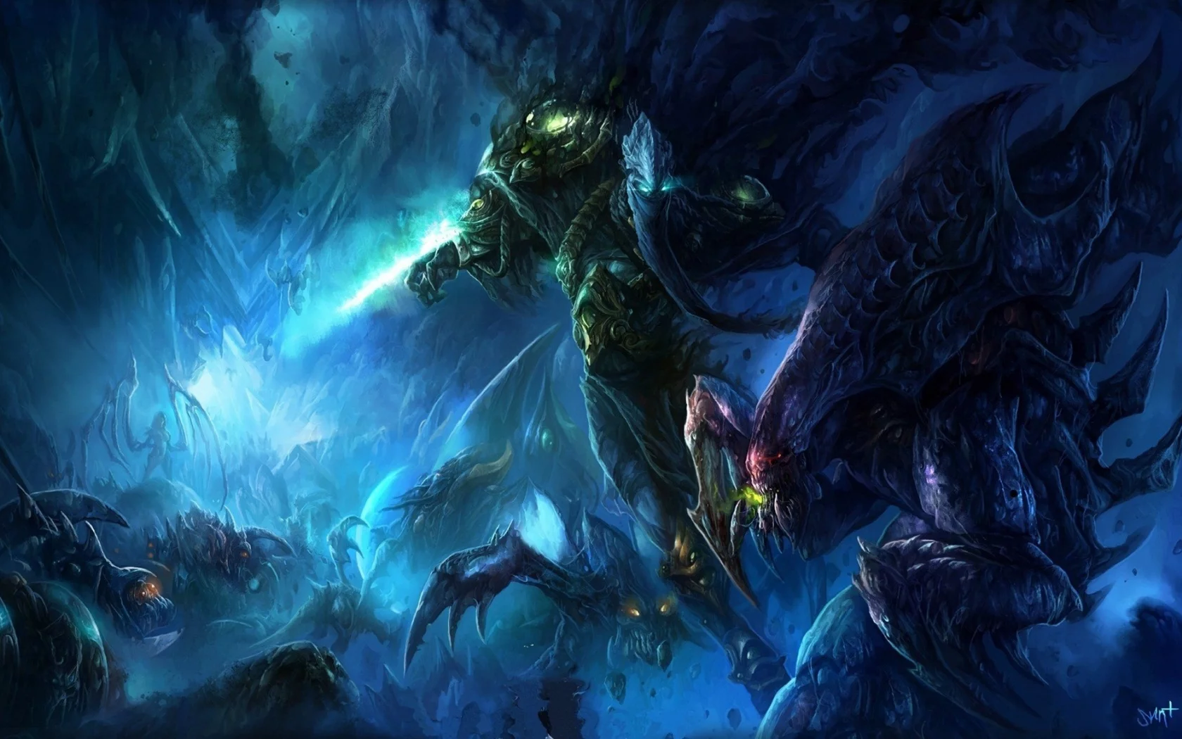 монстры, starcraft 2, битва, камни, zeratul