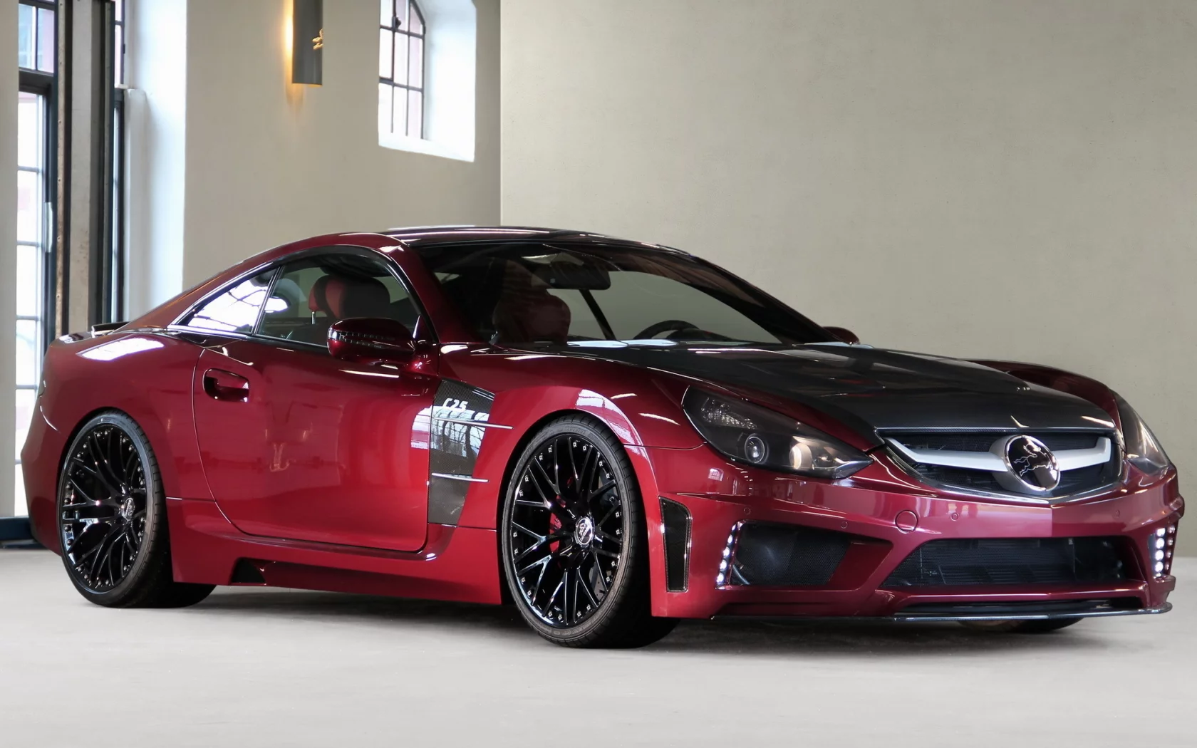 красный, сл класс, красный, r230, red, royale, отражение, мерседес бенц, carlsson, mercedes-benz, блеск, sl-klasse, передняя часть, c25