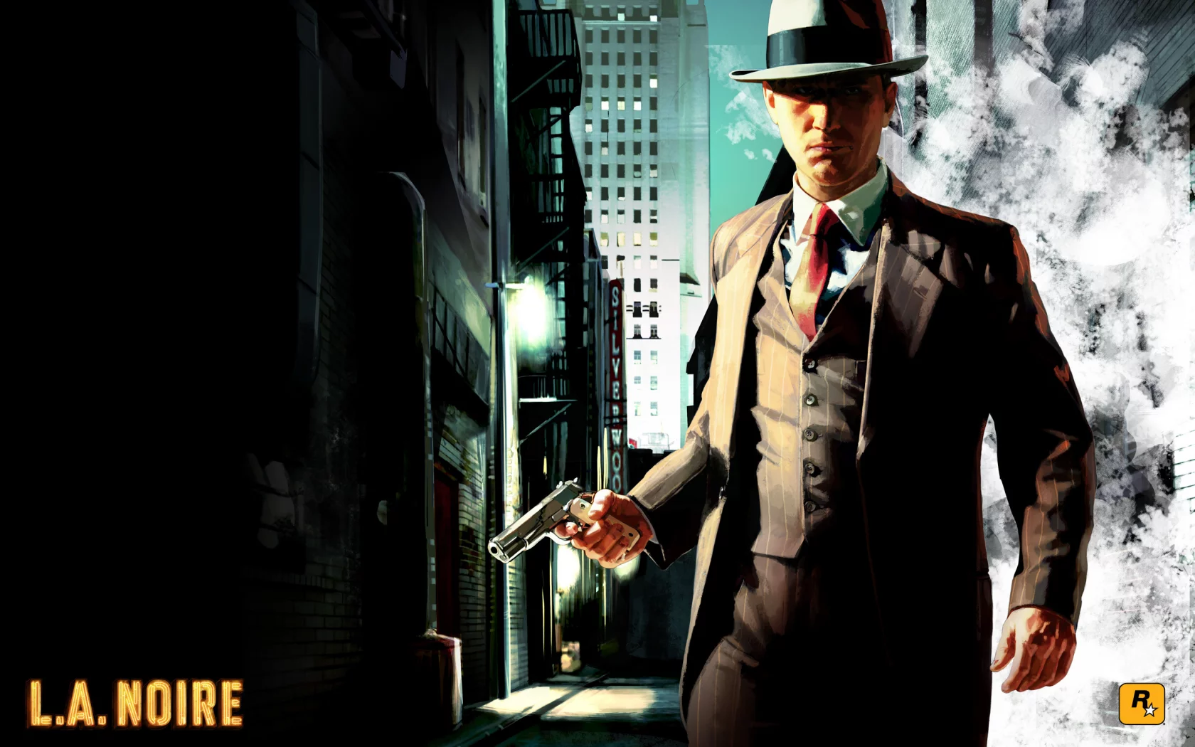 лос-анджелес, rockstar games, пистолет, la noire