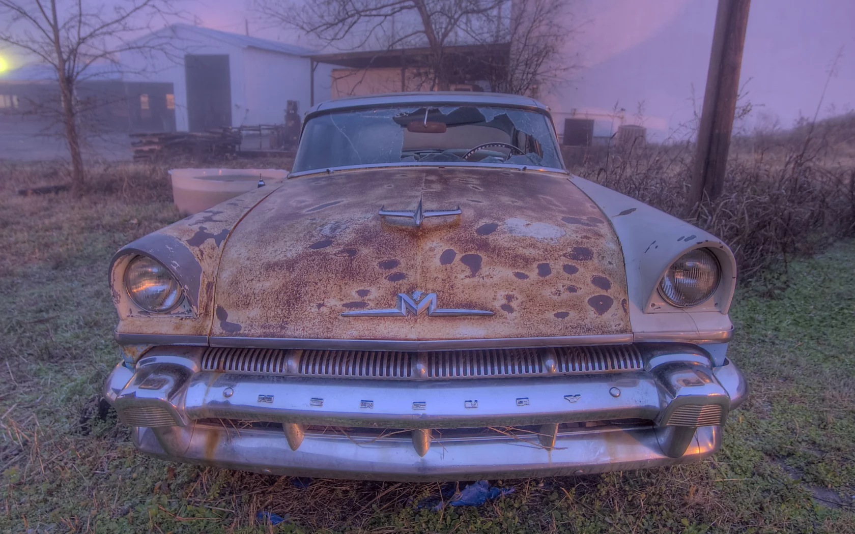 разбитая, винтаж, старая, calvert, mercury, car, texas, anderson, vintage