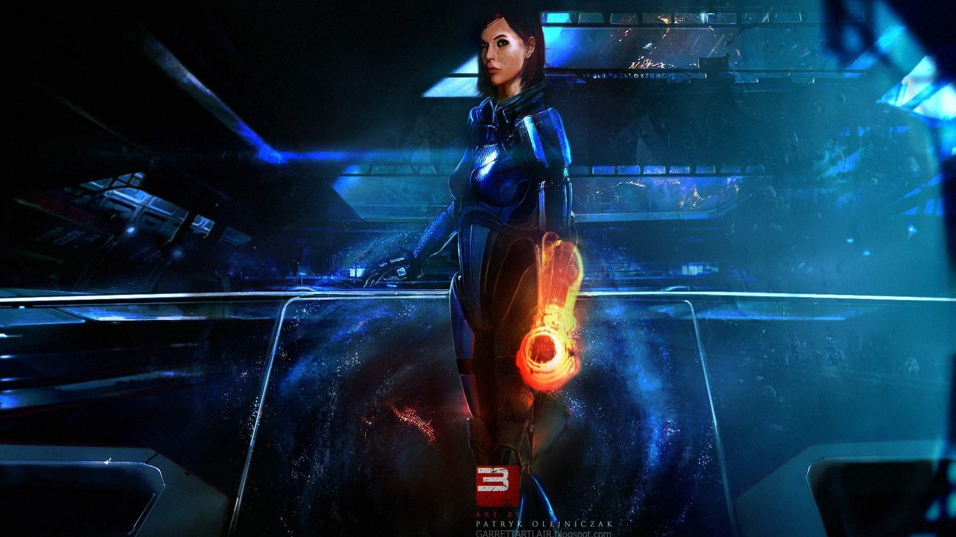 Картинка на рабочий стол женщина, shepard, космос, mass effect 3, female,  шепард, будущее, корабль, игра 1920 x 1080