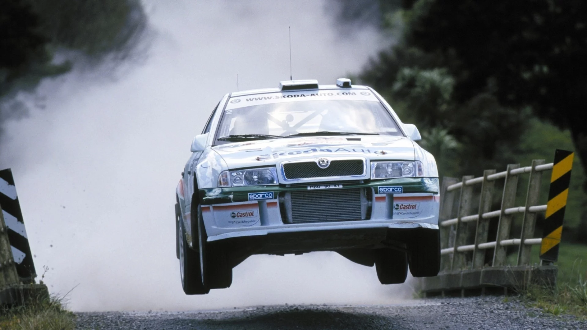 wrc, skoda, дорога, пыль, полёт, octavia