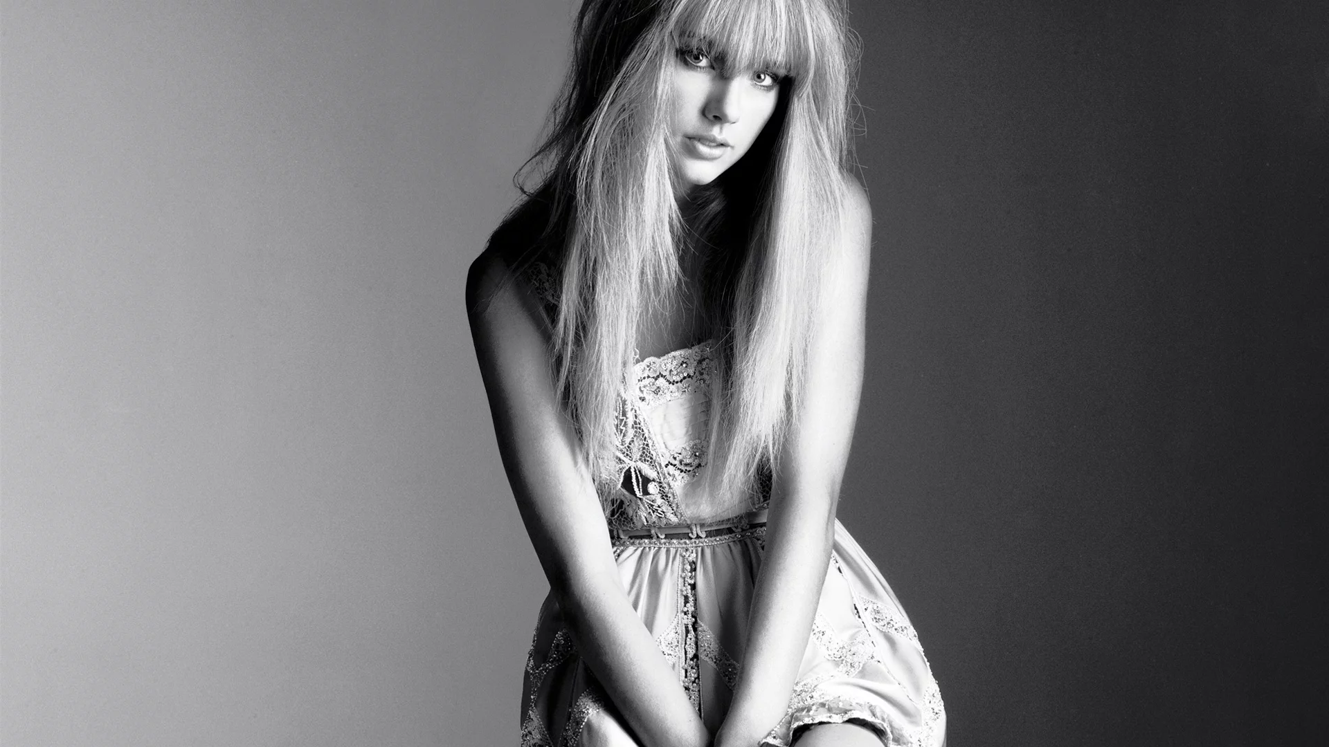 фото, взгляд, taylor swift, чб, девушка
