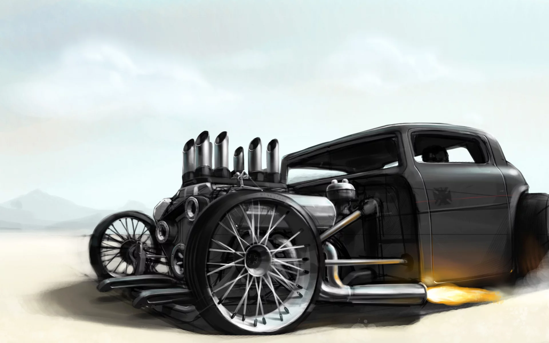 рисунок, hotrod, трактор, ford