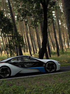 bmw, dynamics, лес, обои, vision, прототип, дорога, сосны