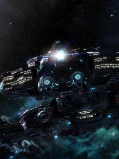 starcraft2, линейный крейсер, звезды, планета