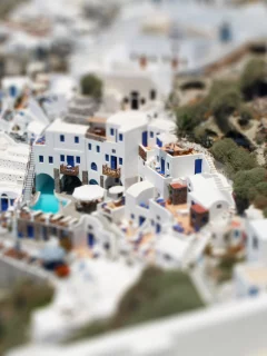 дома, белые, санторини, tilt-shift, греция