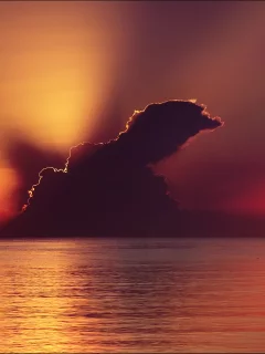 облако, море, закат
