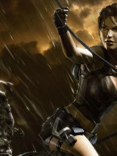 крофт, гроза, скала, raider, lara, croft, дождь, лара, tomb