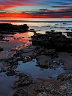 закат, море, небо