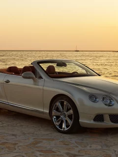 кабриолет, вода, continental, бентли, bentley, континентал, парусник, закат, гтц, закат, яхта, берег, солнце, небо, gtc