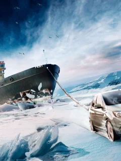снег, лёд, ice, ледокол, буксир, ford, фокус, небо, форд