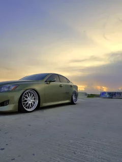закат, небо, lexus is 250