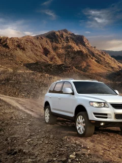 touareg, горы, фон, небо, внедорожник