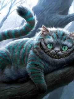 чеширский кот, лес, улыбка