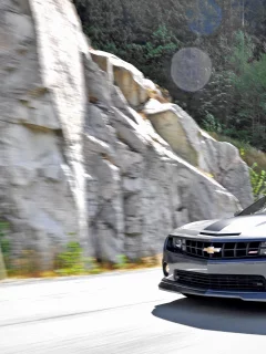 мускул кар, шоссе, солнечный день, chevrolet camaro ss, трасса, скорость, muscle car, drive, езда