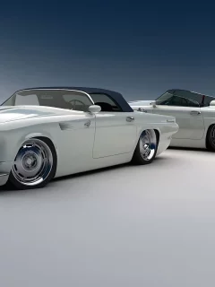 custom, ford, фары, авто, белый, thunderbird, кабриолет