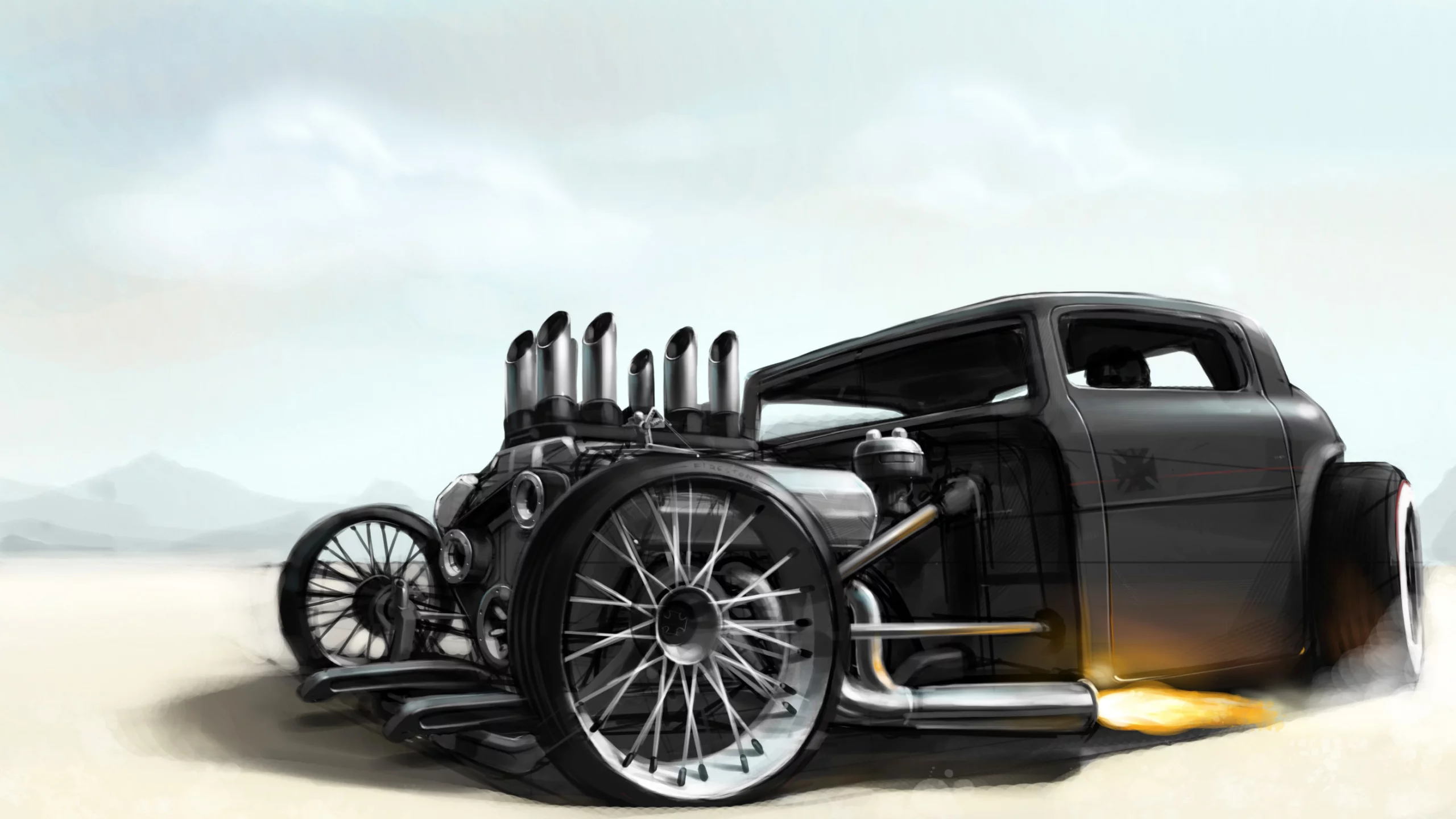 рисунок, hotrod, трактор, ford