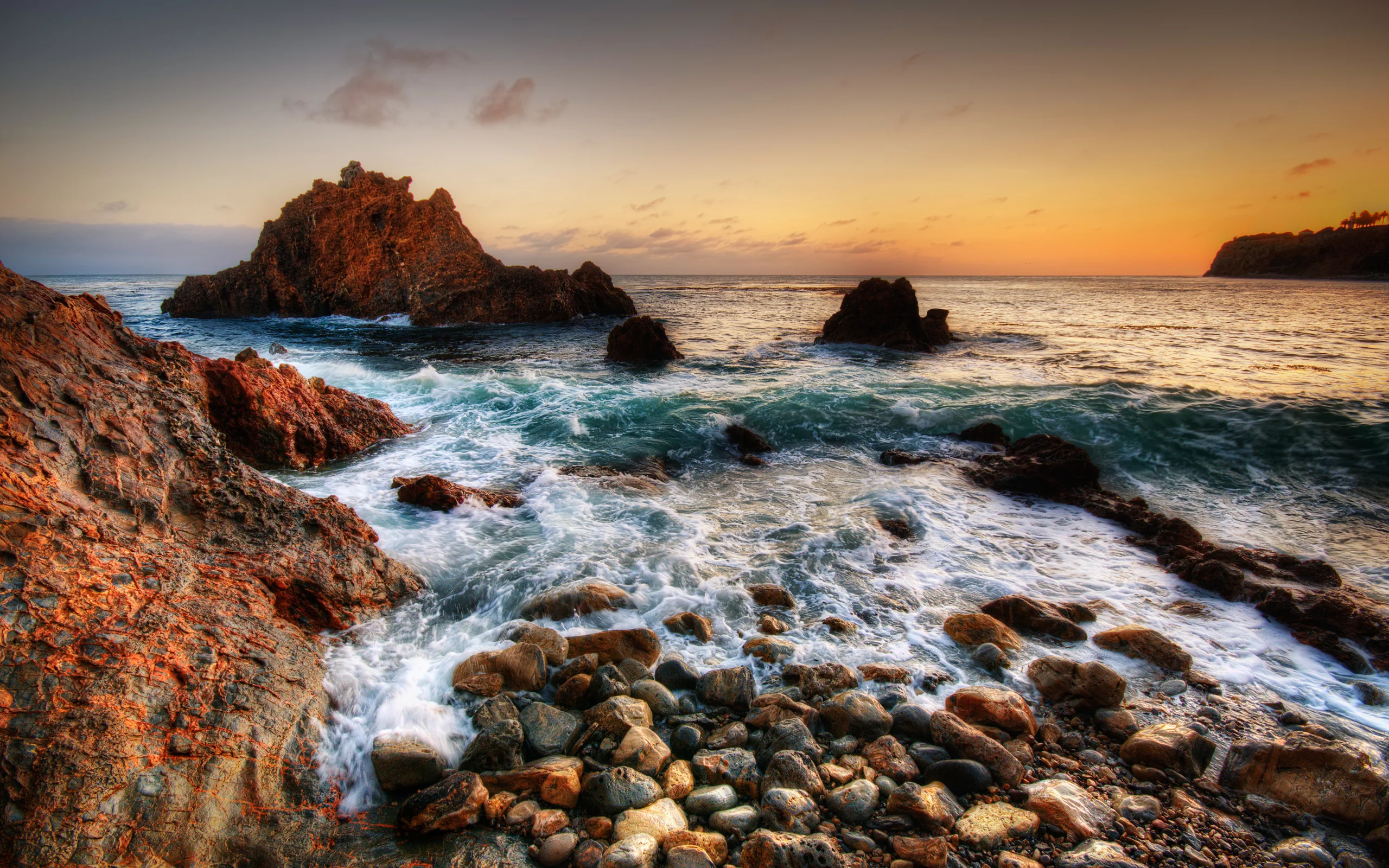 камни, природа, море, закат, скалы