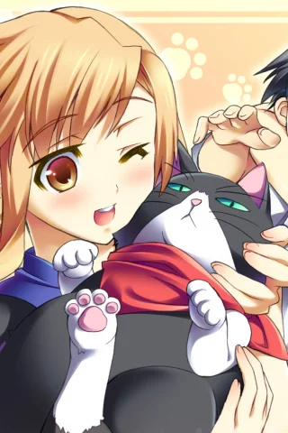 ichinose nagi, nyan koi, девушки, mizuno kaede, kousaka junpei, ibuki mana, парень, nyamsas, кот