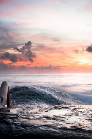 небо, море, девушка, картинки, фон, wallpapers, обои, камень, закат, пейзаж, горизонт, настроение