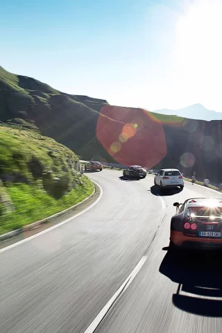 дорога, top gear, суперкары, porsche, bugatti, поворот, volkswagen, горы