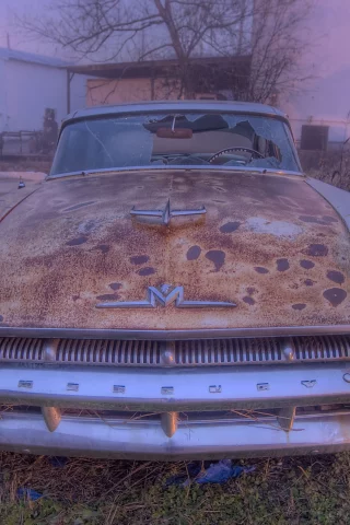 разбитая, винтаж, старая, calvert, mercury, car, texas, anderson, vintage