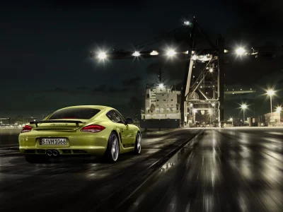 cayman r, порт, дорога, скорость, ночь, краны