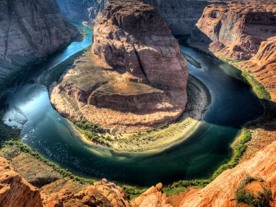 деревья, national, glen canyon, река, камни, recreation area, горы, utah