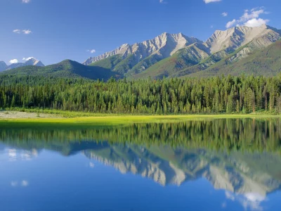 национальный парк, лес, канада, озеро, горы