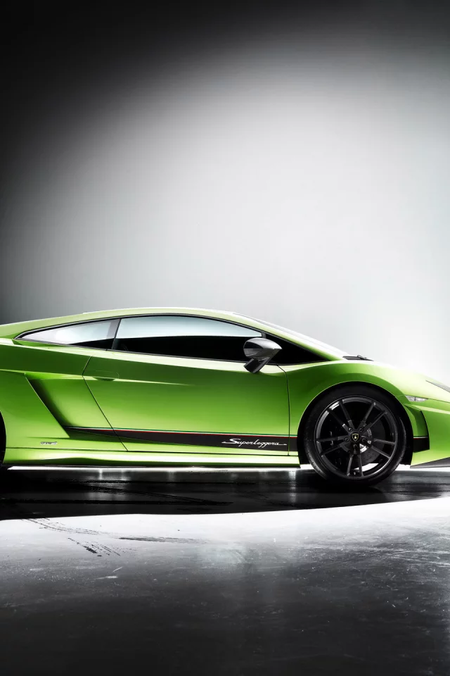 lamborghini-gallardo, зеленая, прожектор, ангар