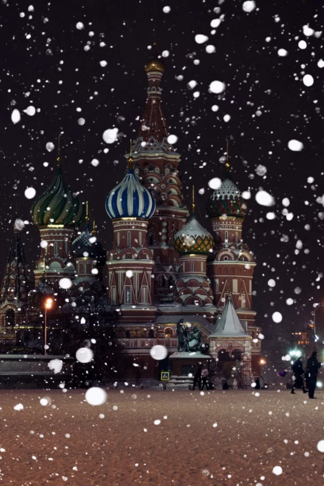 красная площадь, собор, снег