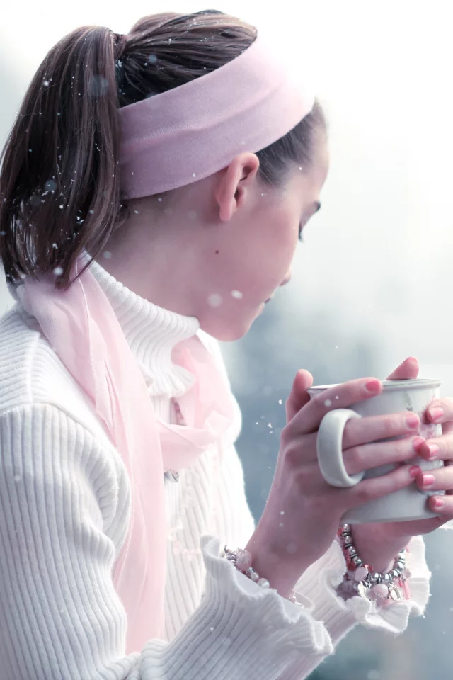 снег, белый, свитер, snow girl, девочка, нежность