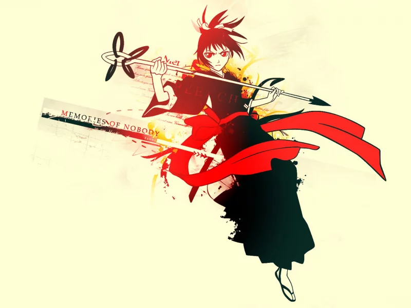 девушка, memories of nobody, посох, anime, bleach, кимоно