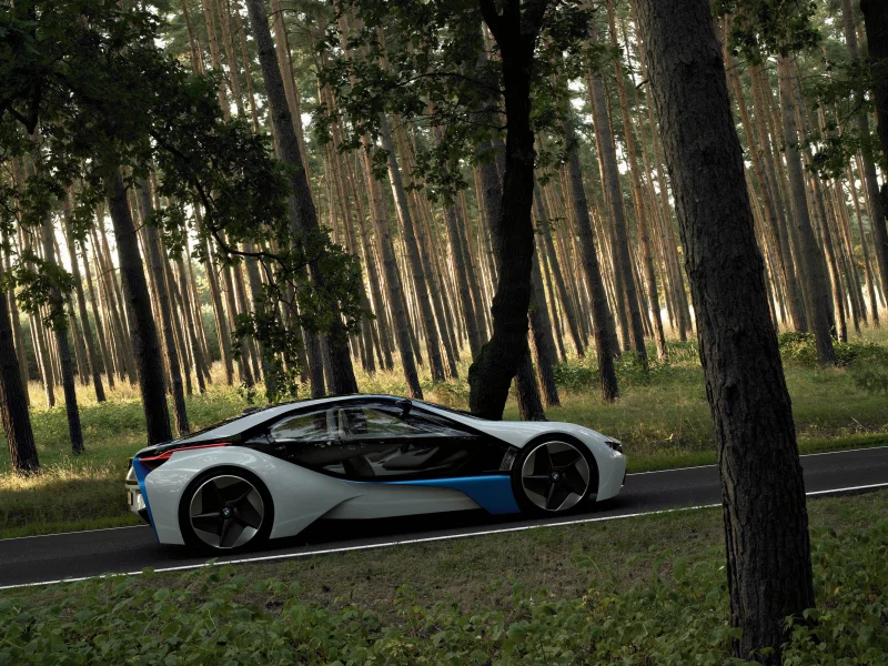 bmw, dynamics, лес, обои, vision, прототип, дорога, сосны