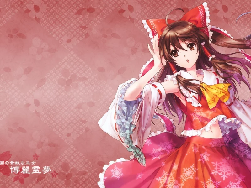 девушка, reimu hakurei, touhou, красный