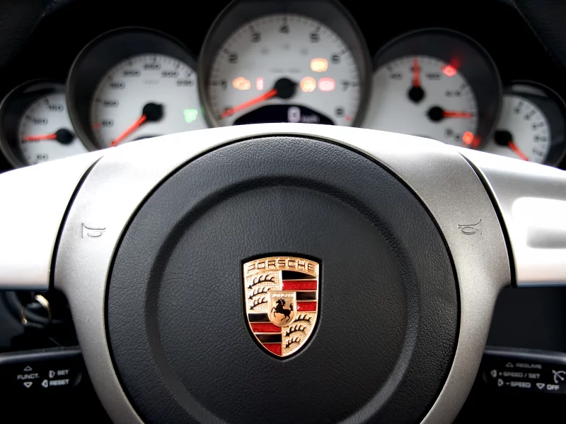 салон, клаксон, руль, панель, логотип, porsche