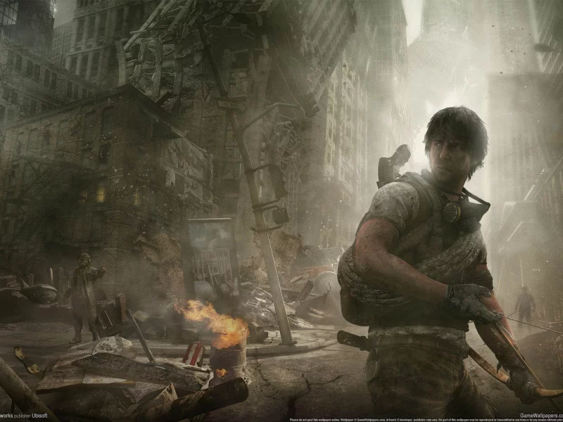 лук, герой игры, game, ubisoft, alive, мужик, огонь, i am, разрушения