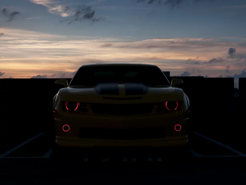 devil eyes, chevrolet camaro, закат