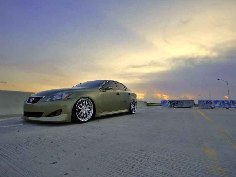 закат, небо, lexus is 250