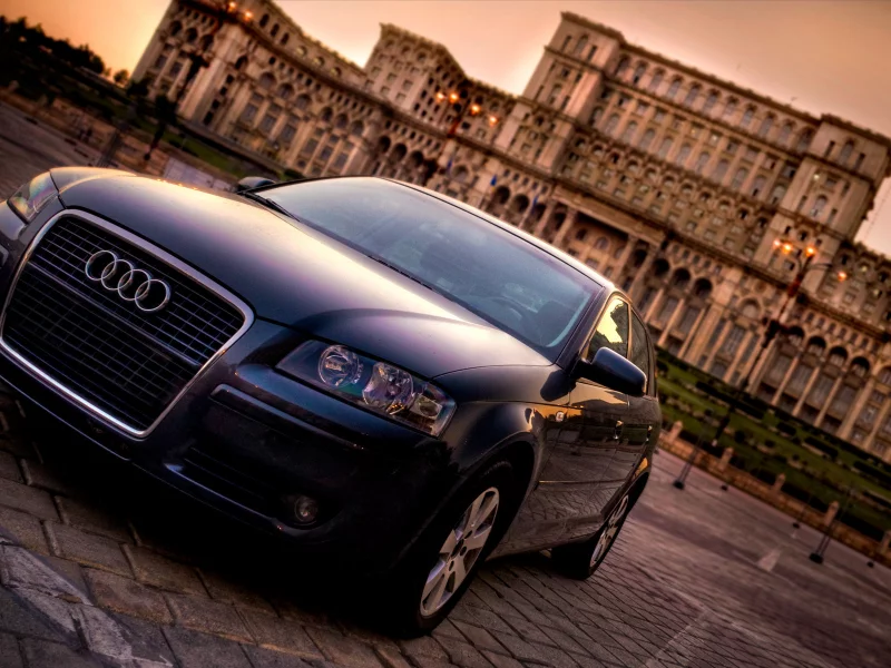 cars, a3, вечер, здание