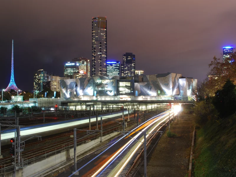 ночь, metro light streams, train, огни, australia, австралия, melbourne, vic