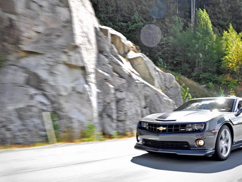 мускул кар, шоссе, солнечный день, chevrolet camaro ss, трасса, скорость, muscle car, drive, езда