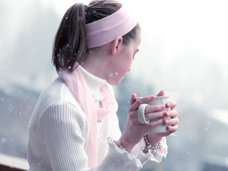 снег, белый, свитер, snow girl, девочка, нежность