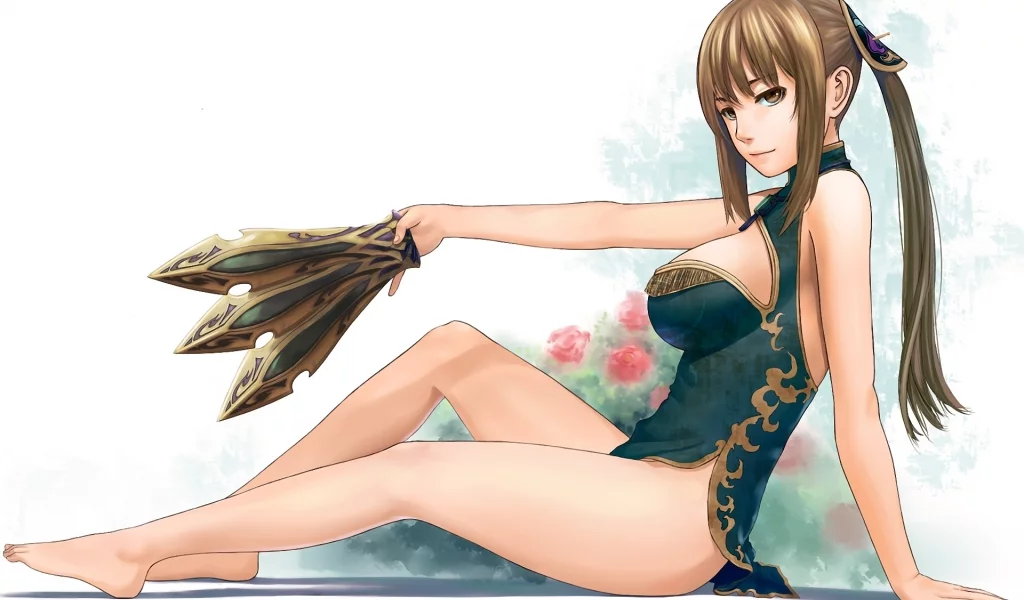 белый фон, цветы, арт, wang yuanji, ножи, девушка, shin sangoku musou, lasterk