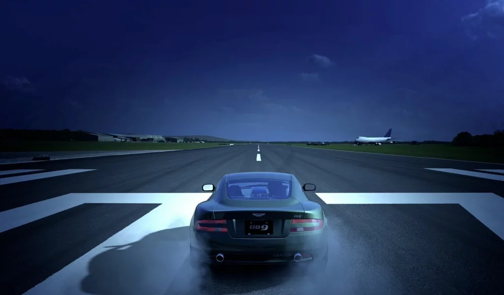 db9, самолет, взлетная полоса, aston martin, top gear