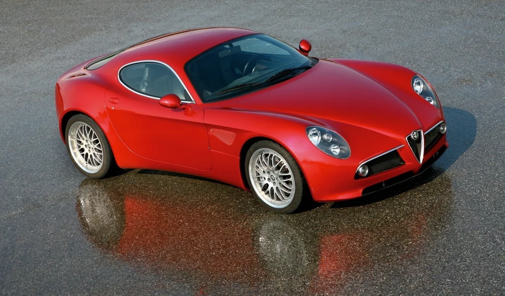 мокрый асфальт, car, road, отражение, alfa romeo