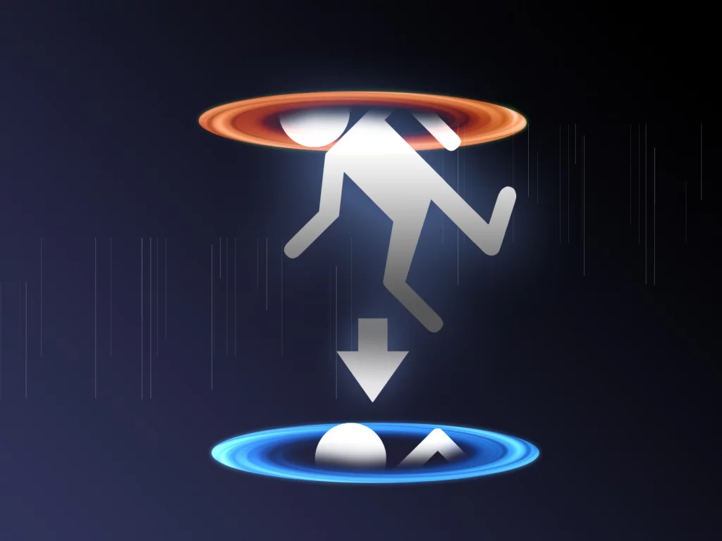 portal, портал, человечек