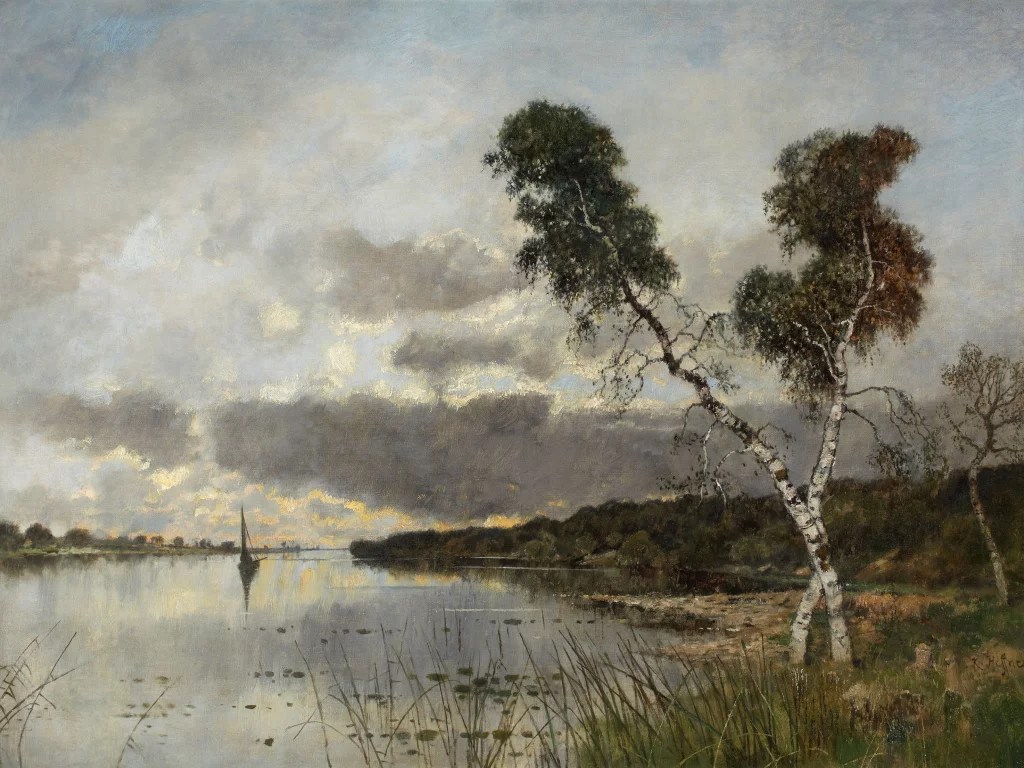 холст, пейзаж, картина, берёзы