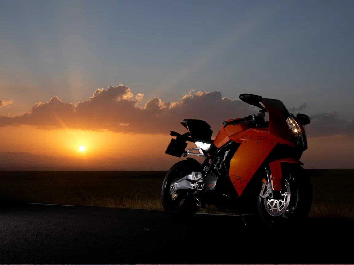 закат, ktm, облака, 1190, мотоцикл, rc8